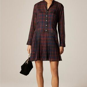 J.Crew Pleated Shirt-dress in Stewart Tartan Print size 8‎